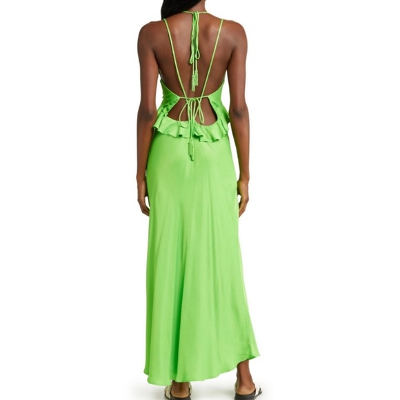 Farm Rio Lime Green Ruffle Midi Dress sz S - Picture 3 of 12